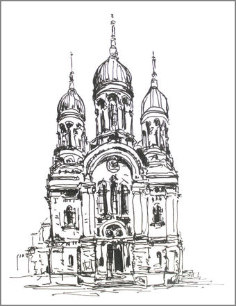 Russisch_Orthodoxe_Kirche_Wiesbaden_Skizze_gabriela_csikos_urban_sketching